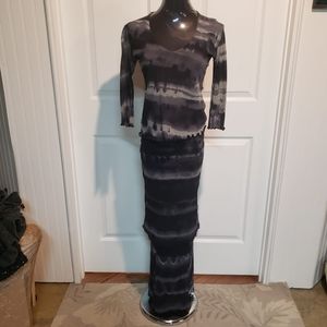 Bebe Sweet Pea Grey Long Sleeve Dress 3 Peice Set Size M